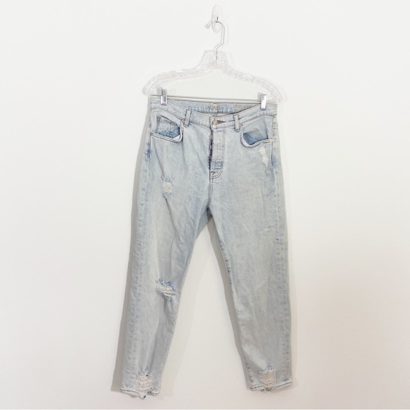 7 For All Mankind 29 High Waist Josefina‎ Boyfriend Ankle Jeans Distressed Light - Picture 2 of 16